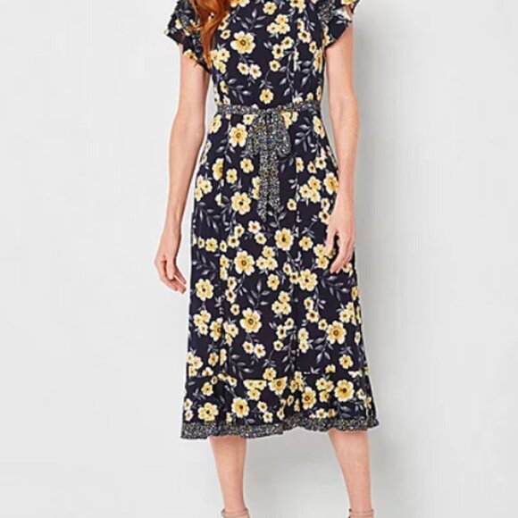 Perceptions Fit & Flare Sunflower Dress - Picture 1 of 11